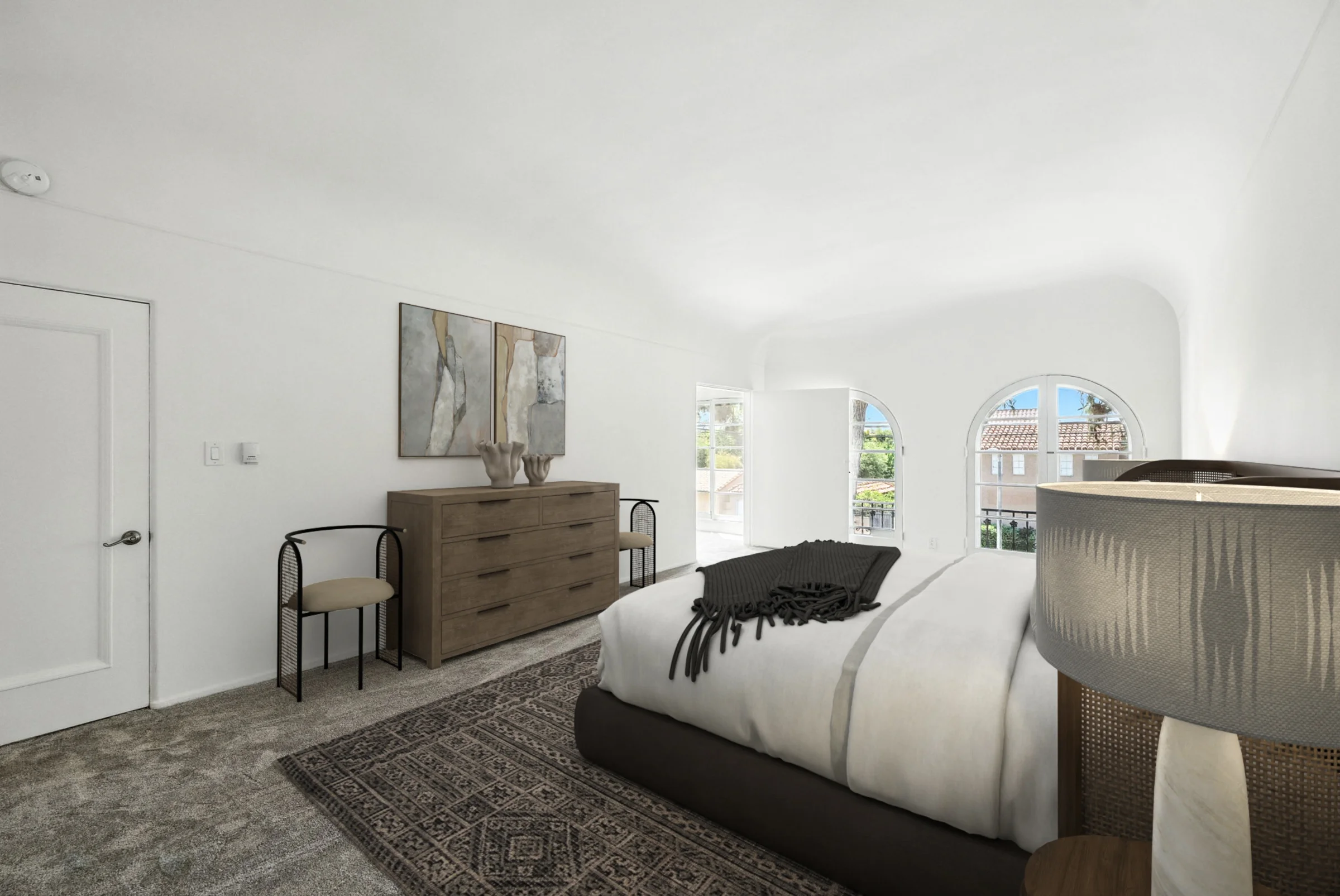100 N Mansfield Ave - Bedroom with Arched Windows
